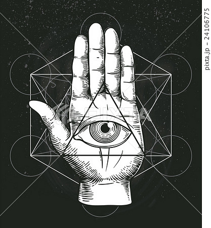 Hipster illustration with sacred geometry, hand Hipster illustration with sacred geometry, hand 24106775