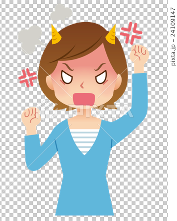 女性　主婦　表情　激怒 24109147