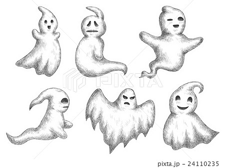 Cartoon halloween funny ghots icons 24110235