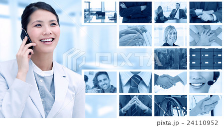 Composite image of close up of an businesswoman on phone Composite image of close up of an businesswoman on phone 24110952
