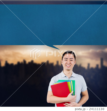 Composite image of smiling man holding files Composite image of smiling man holding files 24111130