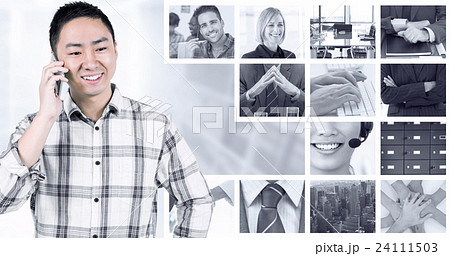 Composite image of asian man making a phone call 24111503
