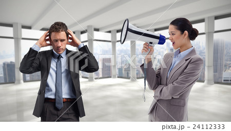 Composite image of stressed businessman with hands on head Composite image of stressed businessman with hands on head 24112333