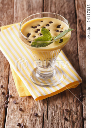 Italian Zabaione dessert with chocolate in a glass Italian Zabaione dessert with chocolate in a glass 24117818