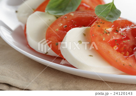 classic caprese salad on plate close up 24120143