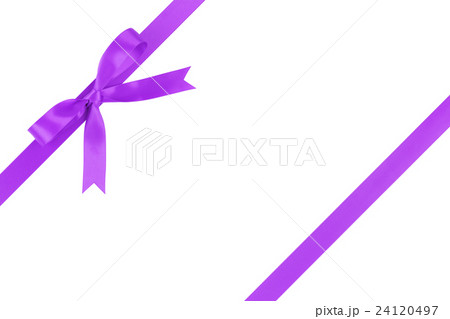 purple ribbon with bow for packaging with tails 24120497