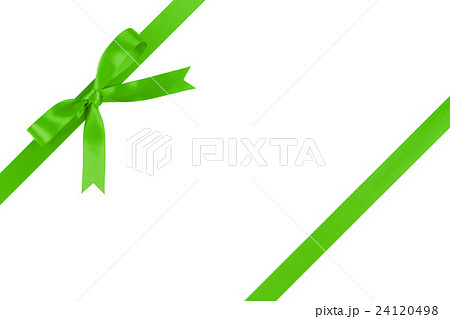 green ribbon with bow for packaging with tails 24120498