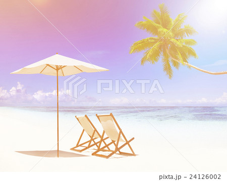 Deck Chairs on Tropical Beach 24126002