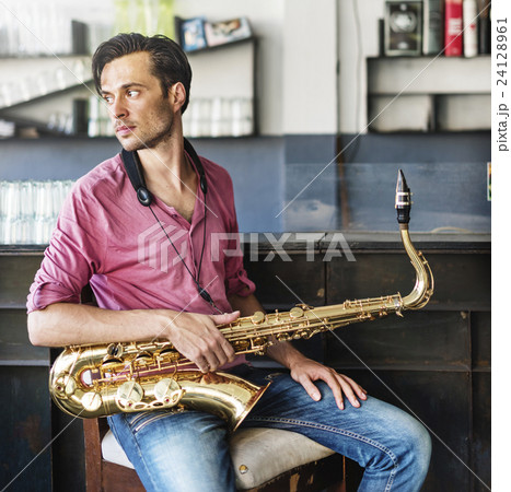 Jazzman Musical Artist Playing Saxophone Concept 24128961