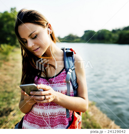 Adventure Backpack Destination Outdoor Leisure Concept Adventure Backpack Destination Outdoor Leisure Concept 24129042