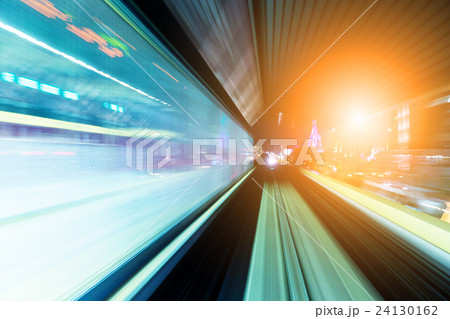 Tunnel with blurred light tracks 24130162