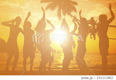 Silhouettes of People Partying Outdoors 24131962