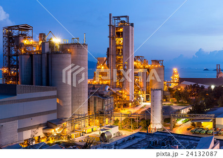 Cement factory at sunset 24132087