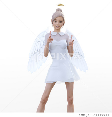 ゲッツポーズする可愛い天使 Perming3dcgイラスト素材のイラスト素材