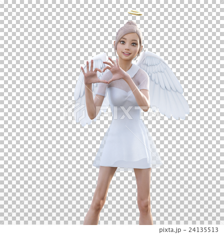 ハートポーズする可愛い天使 Perming3dcgイラスト素材のイラスト素材
