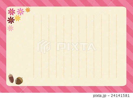 ピンクのコスモスとドングリのシンプルな縦書き便箋のイラスト素材 24141581 Pixta