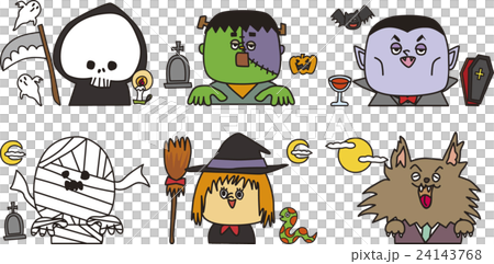 ハロウィンキャラクターセットのイラスト素材