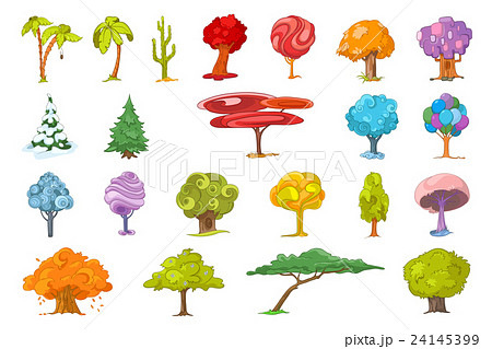 Vector set of various trees illustrations. 24145399