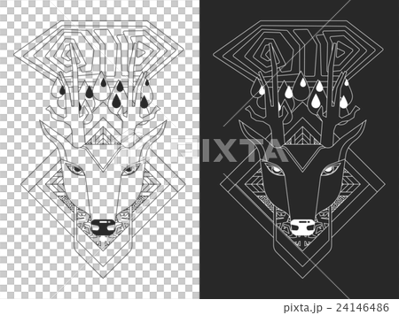 Linear illustration of deer head 24146486