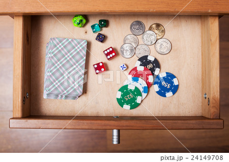 deck of playing cards in open drawer deck of playing cards in open drawer 24149708
