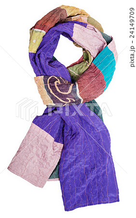 knotted scarf stitched from clenched silk strips knotted scarf stitched from clenched silk strips 24149709