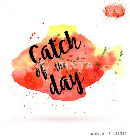 Watercolor card with fish and lettering 24151512