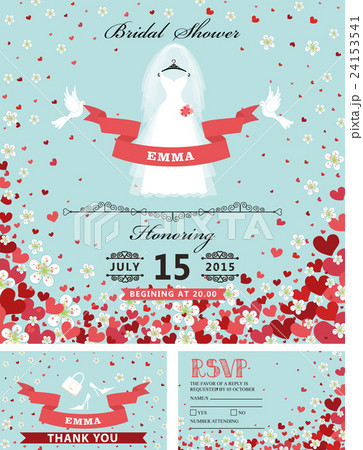 Wedding bridal shower invitations.Bride dress 24153541