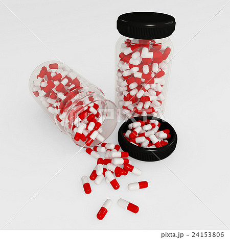 Medicine bottle with capsules on white background. Medicine bottle with capsules on white background. 24153806