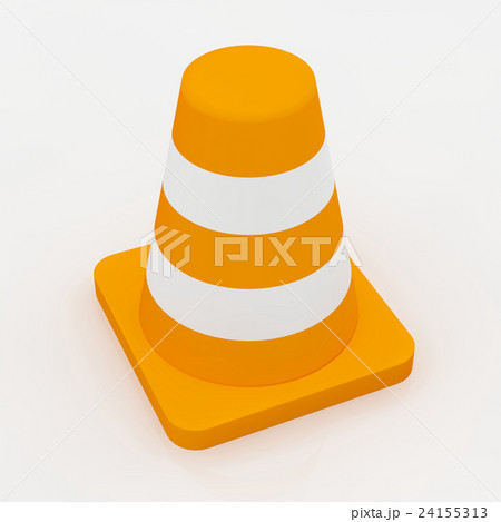 3d orange traffic cone with white stripes 24155313