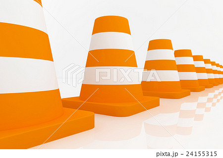 3d orange traffic cones with white stripes. 3d orange traffic cones with white stripes. 24155315