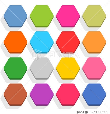Flat blank web button hexagon icon set with shadow Flat blank web button hexagon icon set with shadow 24155632