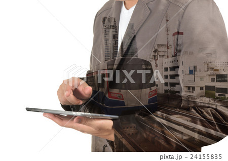 Double Exposure of Business Man and Subway 24155835