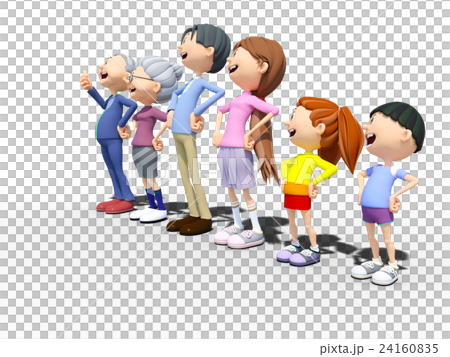 Family friendly 3-generation family 3DCG illustration material 24160835
