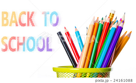 basket with colored pencils basket with colored pencils 24161088