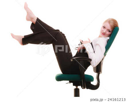 Break from work. Businesswoman relaxing on chair. 24161213