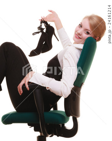 Break from work. Businesswoman relaxing on chair. 24161214