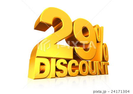 3D render gold text 29 percent discount. 24171304