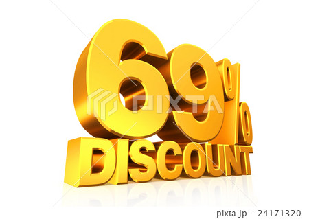 3D render gold text 69 percent discount. 24171320