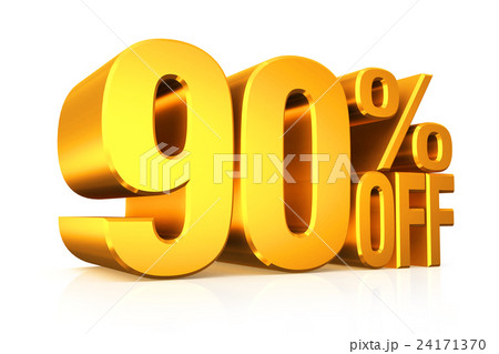 3D render gold text 90 percent off. 24171370