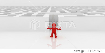 White maze, complex way to find exit. 24171970