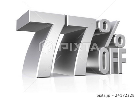 3D render silver text 77 percent off. 3D render silver text 77 percent off. 24172329