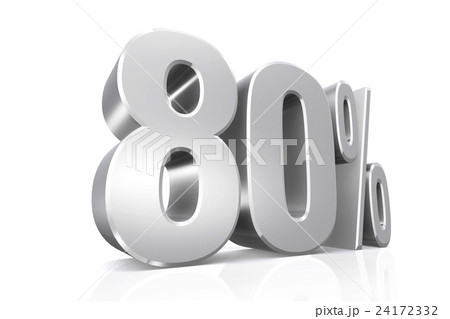 3D render text in 80 percent in silver. 24172332