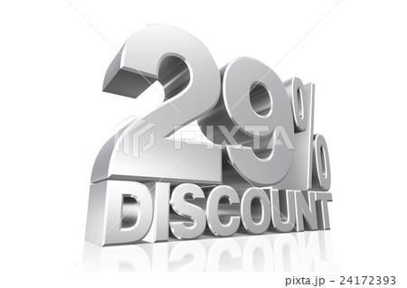 3D render silver text 29 percent discount. 24172393