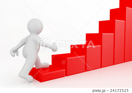 3d white man character and business graph. 3d white man character and business graph. 24172525
