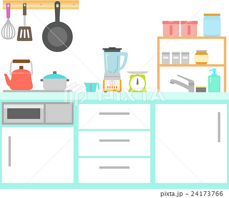 家庭のキッチン イメージイラストのイラスト素材