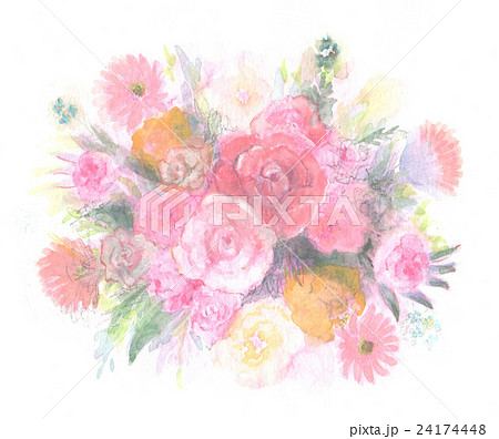 ピンクの花束のイラスト素材