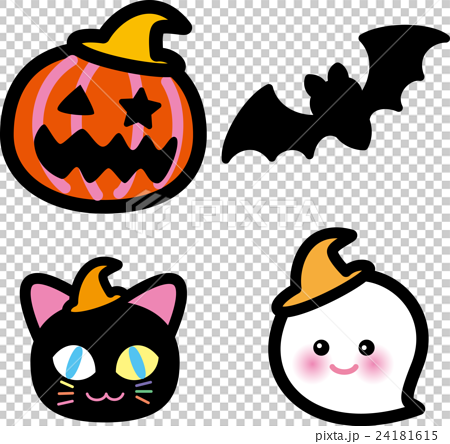 ハロウィン かぼちゃ コウモリ 猫 おばけのイラスト素材