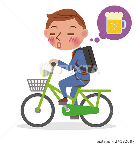 自転車を飲酒運転するビジネスマンのイラスト素材