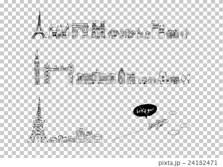 ヨーロッパ　街並み　線画 24182471