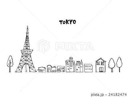 東京タワー 線画のイラスト素材